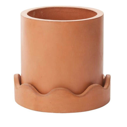 Round Terracotta "Scalloped" Planter Pot with Saucer for Plants and Home Decor - Rustike Home