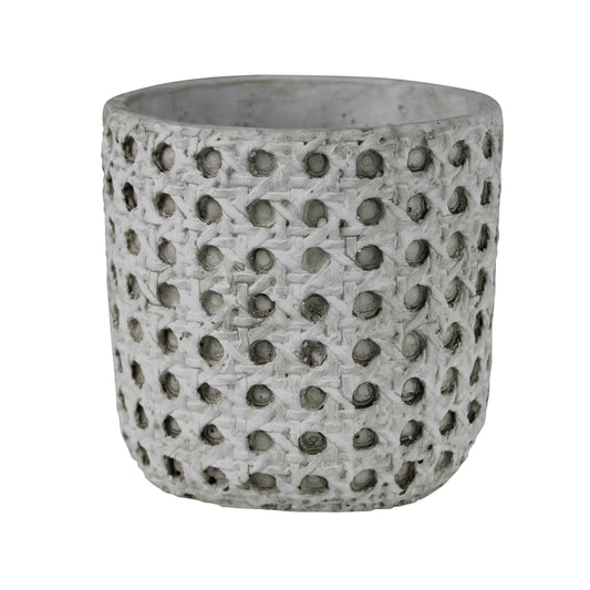 Round Cane Gray "Cordova" Planter Pot for Plants and Home Decor - Rustike Home