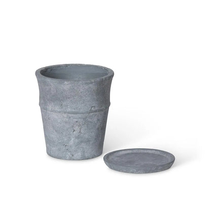 Bluish Grey "Ivy" Distressed Vintage Planter Pot with Saucer Tray - Rustike Home