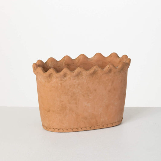 Scalloped Oval "Celia" Terracotta Planter Pot for Plants and Home Decor - Rustike Home