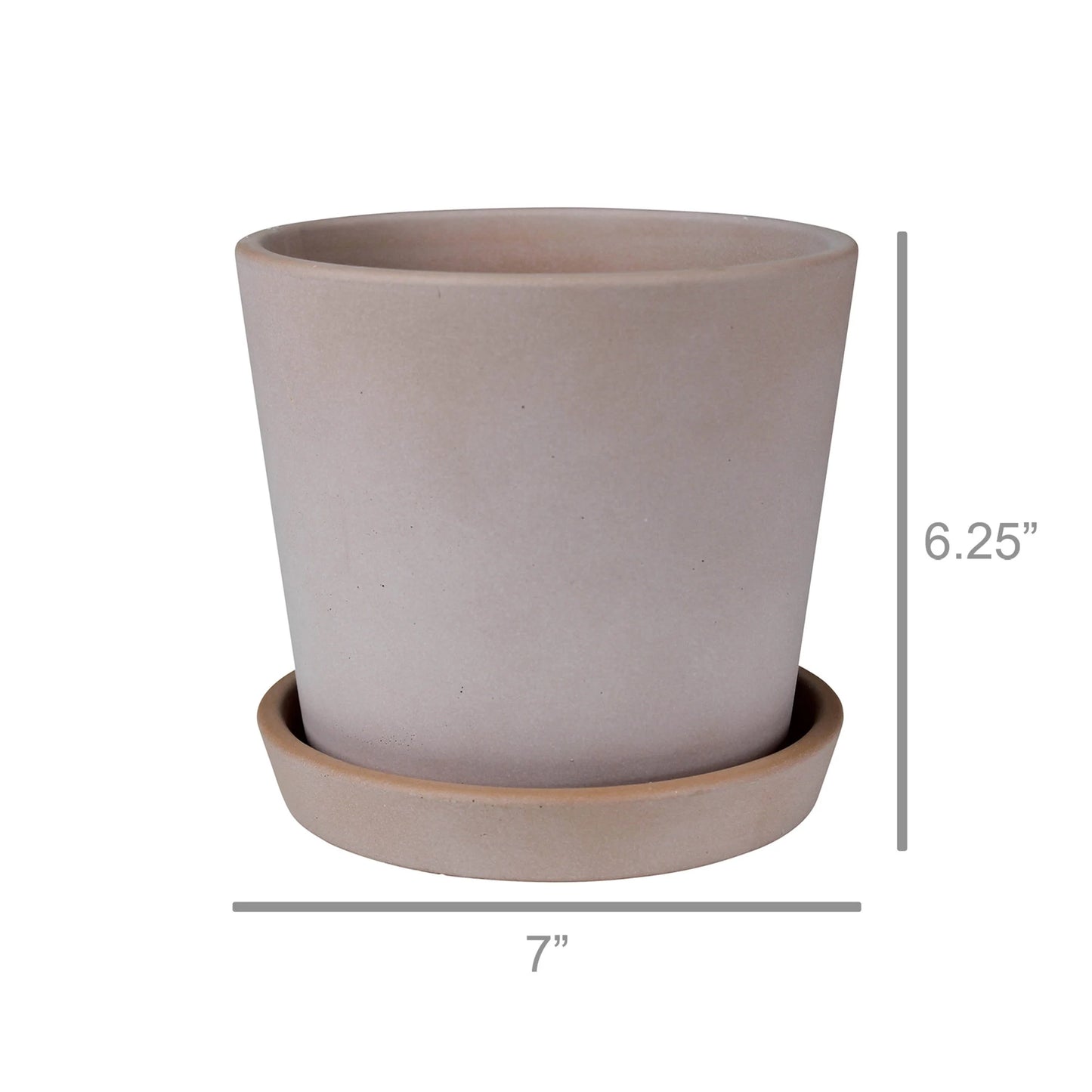 Round Whitewash "Aurora" Planter Pot with Saucer for Plants and Home Decor - Rustike Home