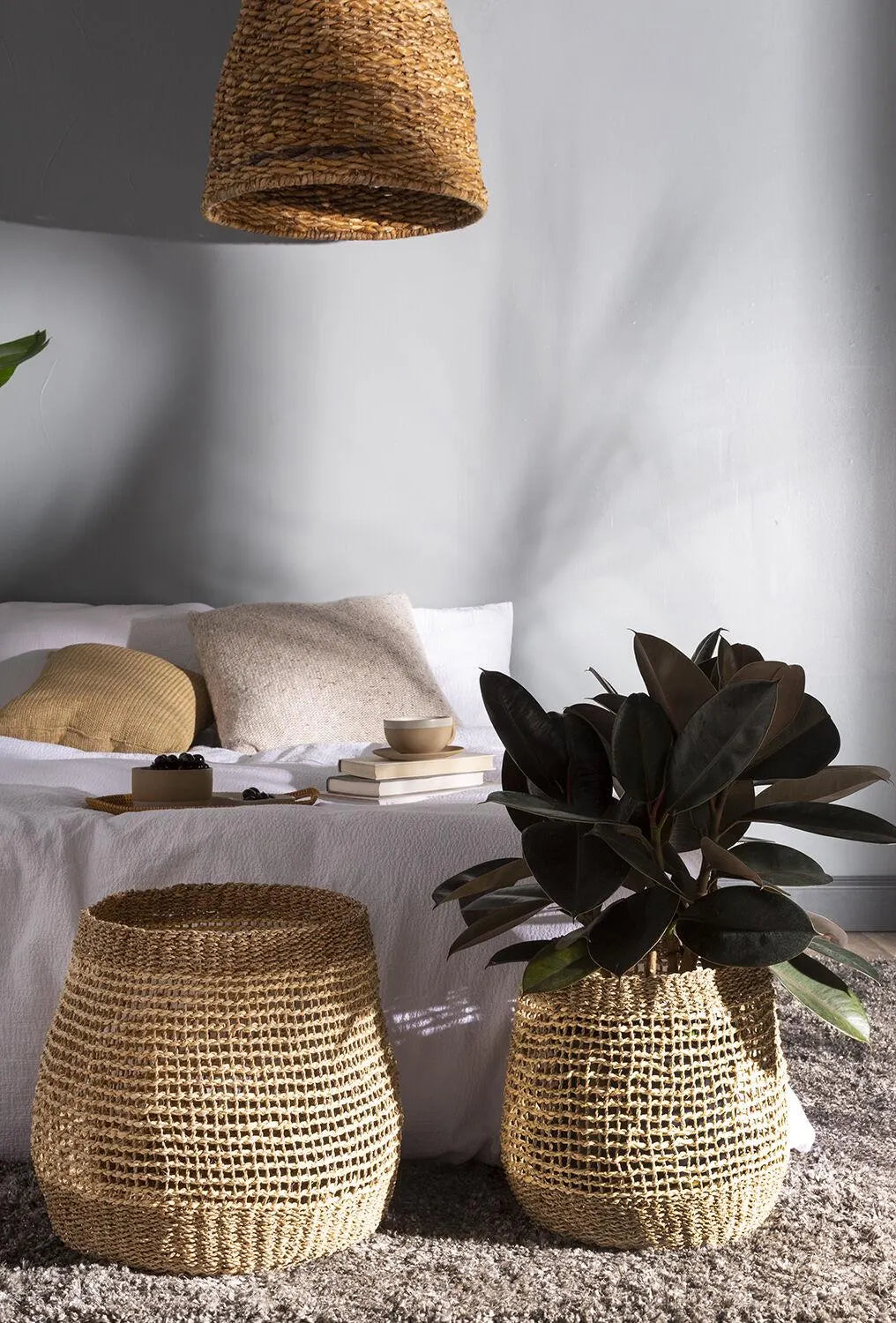 Set of 2 Modern "Lily" Natural Baskets | Plant Accessory and Home Decor - Rustike Home