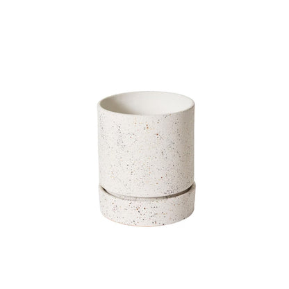 Round Rough "Nini" White Planter Pot for Plants and Home Decor - Rustike Home