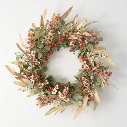 Auburn Flowers Fall Eucalyptus Wreath Unique Home Decor - Rustike Home