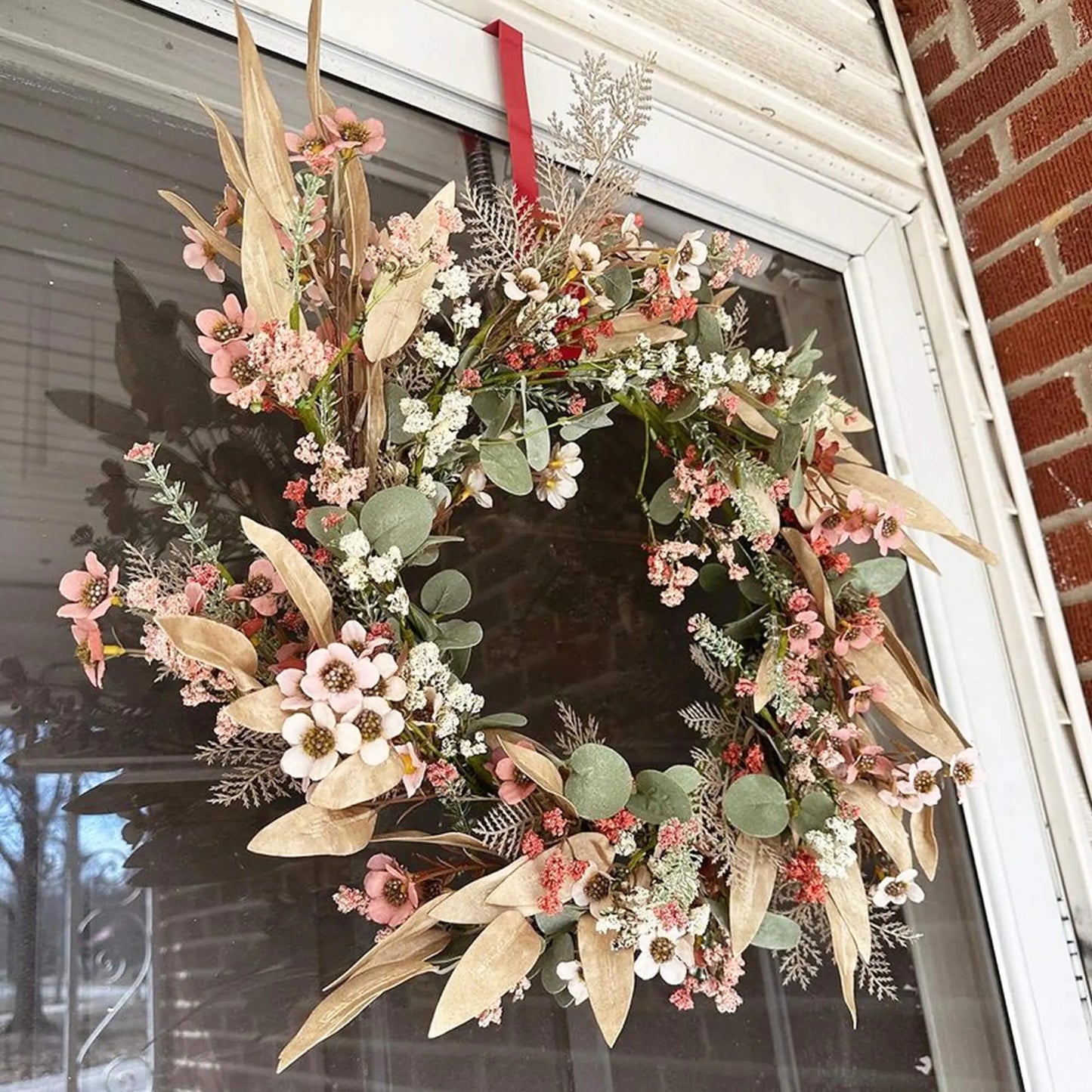 Auburn Flowers Fall Eucalyptus Wreath Unique Home Decor - Rustike Home